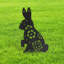 Statues de silhouette de jardin en métal Floral Bunny-124838153-124838156
