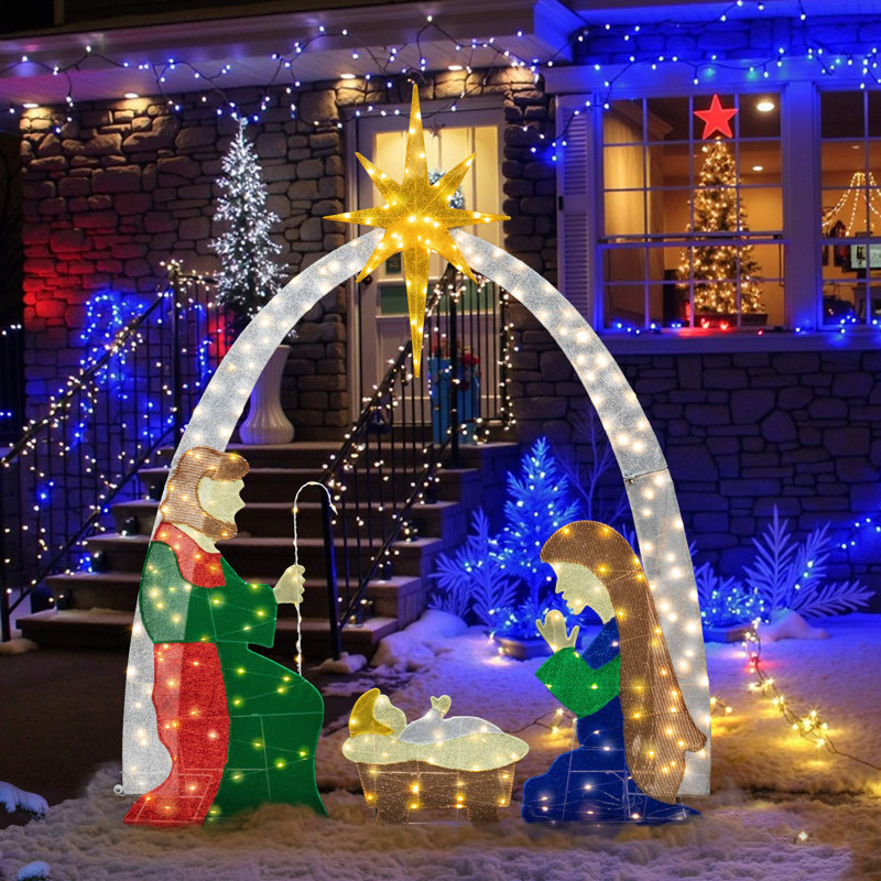 Ensemble de décorations de Noël pour la crèche de Noël avec 175 lumières DEL