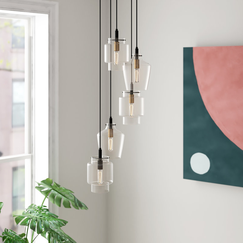 Luminaire suspendu en forme de cloche à 5 lumières Dellarae