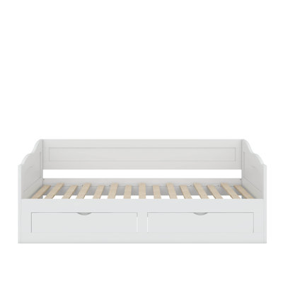 Twin Size Wooden Daybed With Trundle Bed And 2 Storage Drawers,Extendable Daybed