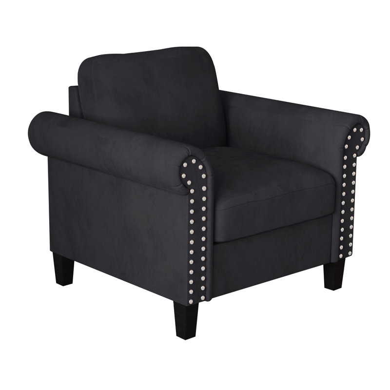 Shila Velvet Chesterfield Chair, Black Velvet