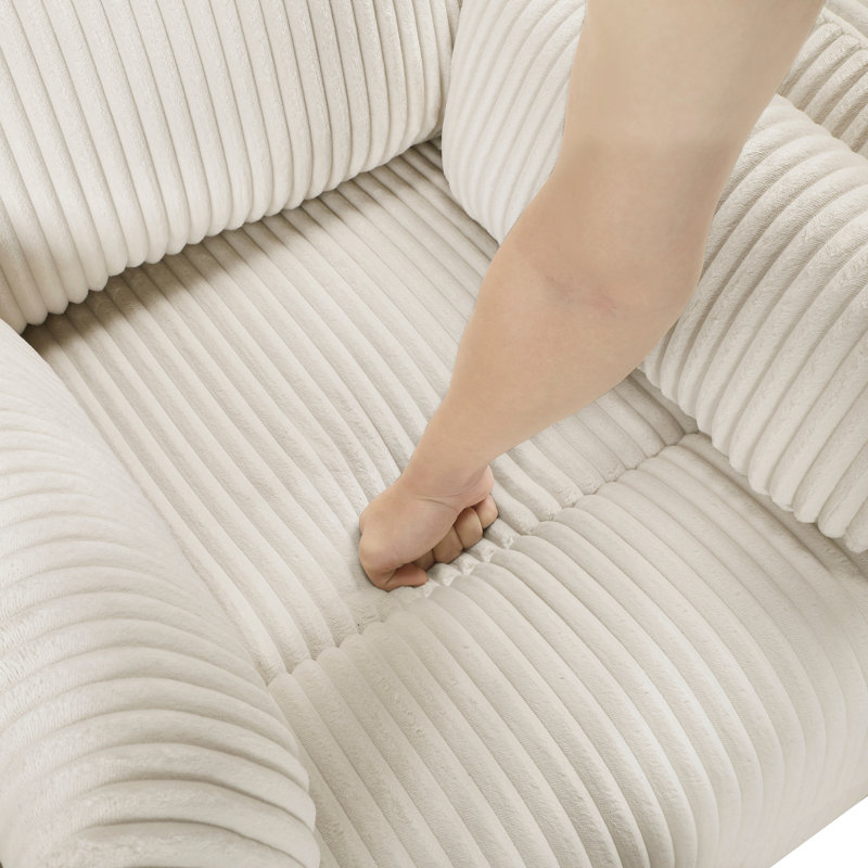 Fabric Upholstery Accent Chair, Beige Chenille
