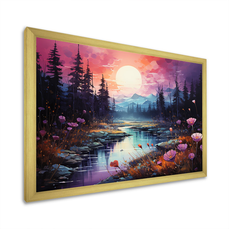 Art mural Northern Lights, Cadre d'angle fermé doré, H 32 po x l 16 po x P 1 po