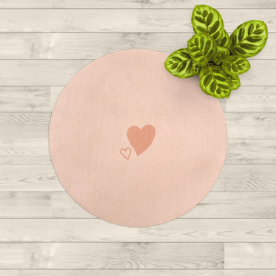 Fußmatte rund - Türmatte bedruckt Herz rosa ⌀ 100 cm