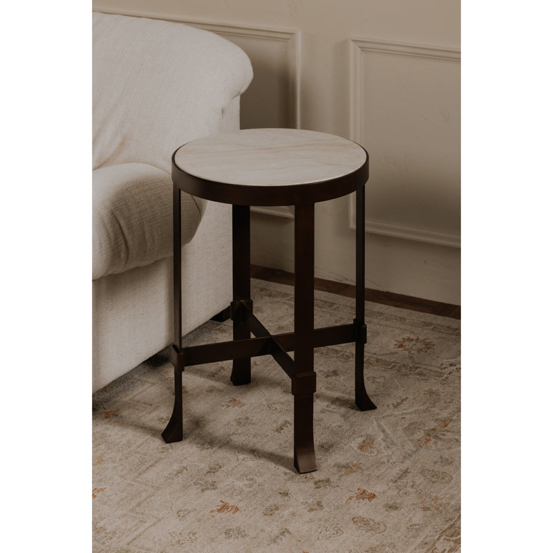 Holli Side Table White Marble, White/Dark Bronze