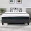 Lit plateforme tapissier gris contemporain, cadre de lit en tissu de polyester, lit plateforme à pieds géométriques renforcés-131574226