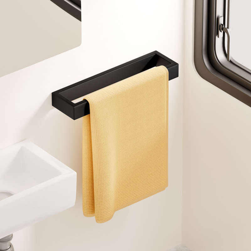Porte-serviette à main anneau de serviette noir 10 pouces porte-serviettes mural noir mat moderne en acier inoxydable SUS304