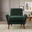 Fauteuil d'appoint rembourré avec accoudoirs arrondis et pieds en bois-317260747