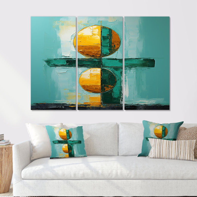 Ensemble de salon Cookston - Abstract Wall Art, H 28 po x l 36 po x P 1 po, Toile tendue