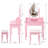 Princess Vanity Desk Set With Mirror, Light Modes, And Cushioned Stool, 4-Drawer Wooden Makeup Table For Girls' Bedrooms-325269643