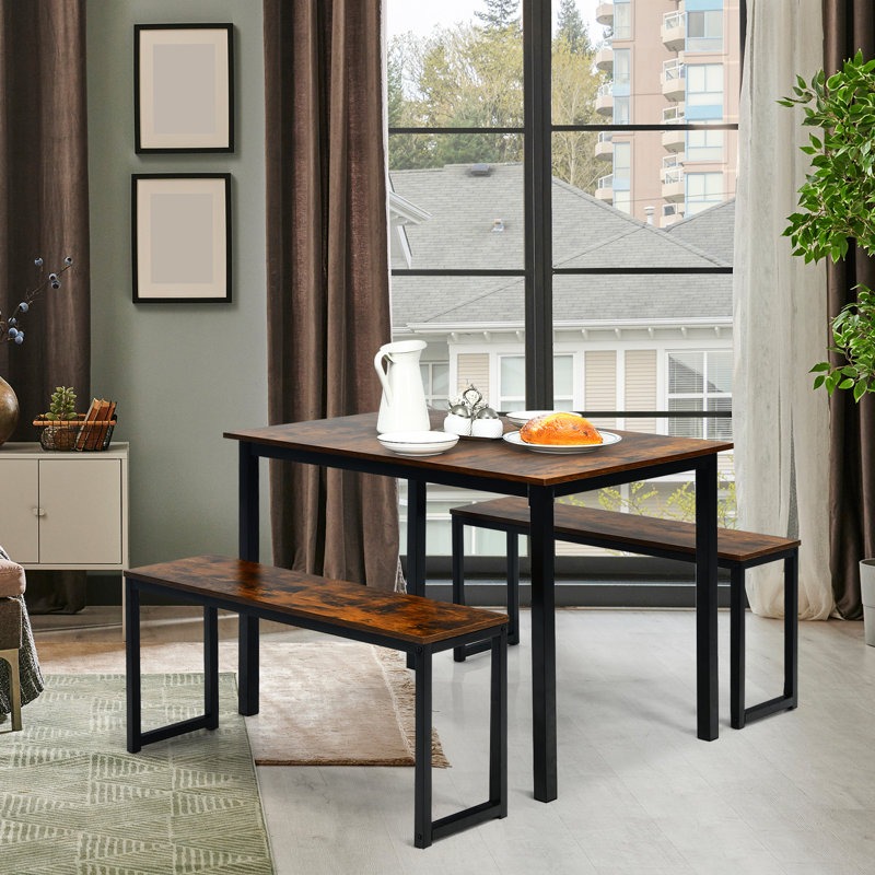2 - Person Four Leg Dining Set, Coffee, Coffee/Black