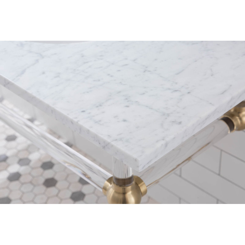 Empire Stone Oval Console Bathroom Sink with Overflow, Satin Brass