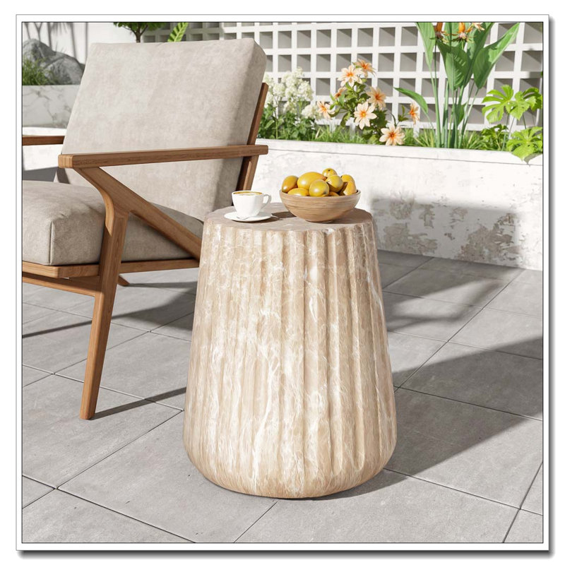 Outdoor Concrete Patio Side Tablbe, Gold