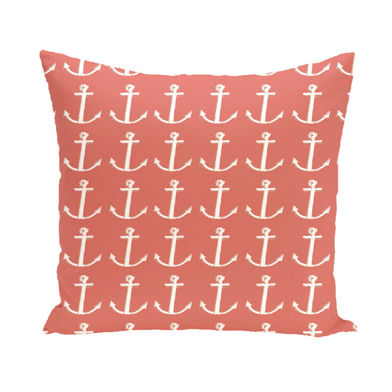 Coastal Calm Reversible Throw Pillow, 20"x20", Coral/Taupe