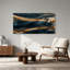 Tableau sur toile texturée d'agate bleu foncé et or-115047861