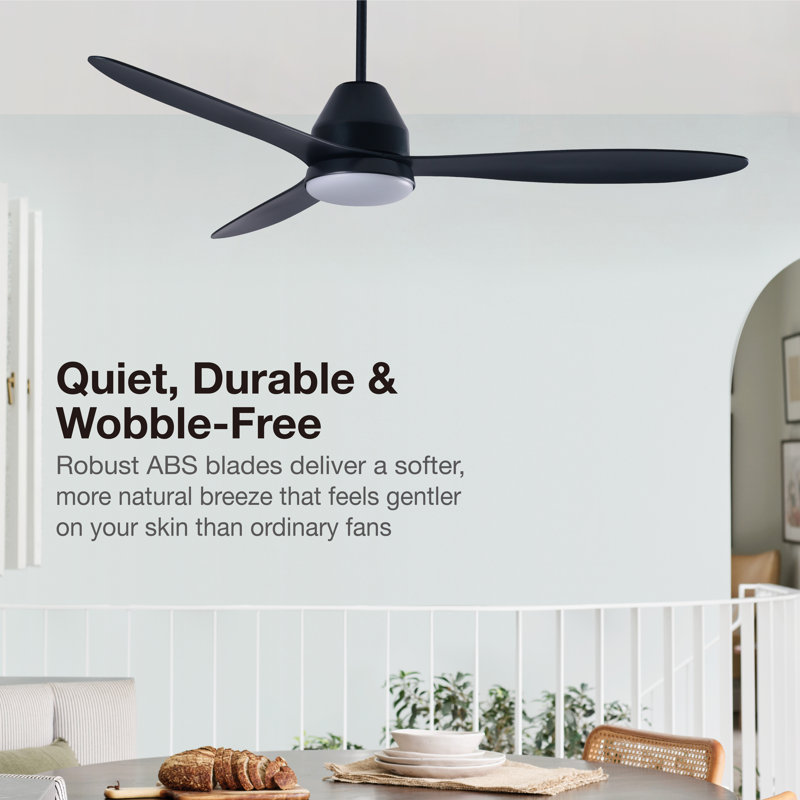 Whitehaven 56in 3-Blades Indoor/Outdoor Ceiling Fan with Remote Control and Light, Black