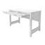 Bureau d'ordinateur en bois blanc ultrabrillant, plateau de table renforcé épais, pieds de support solides, deux tiroirs avec poignées métalliques argentées