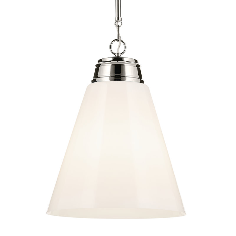 Luminaire suspendu moyen 1 lumière Marsailli avec verre transparent Marsailli, Nickel poli, H 19 po x l 15,75 po x P 15,75 po