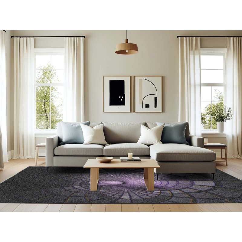 Tapis noir/zone violet Zies, Rectangle 6 pi x 9 pi