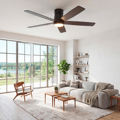 52” Smart Ceiling Fan with Lights & Remote – 5-Blade, App & Voice Control, Dimmable, 6 Speeds, Reversible Motor, for Patio, Living Room, Bedroom