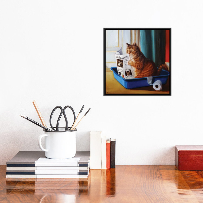 « Kitty Throne » par Lucia Heffernan-impression, Pas de tapis, Toile avec cadre noir, H 12 po x l 12 po x P 1,5 po