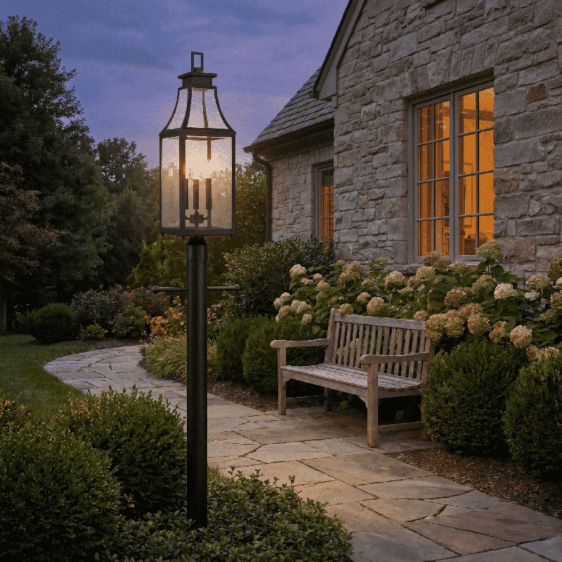 Byrne 3-Light Outdoor Post Lantern in Matte Black