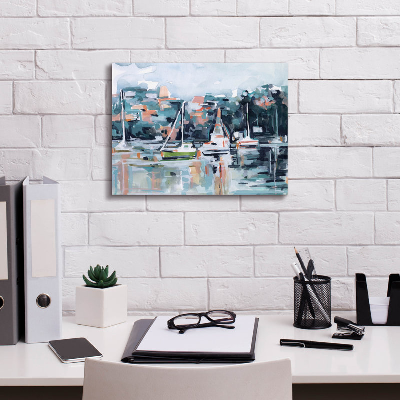 «Watercolor Bay 1» par Emma Scarvey, art mural sur toile, H 12 po x l 16 po
