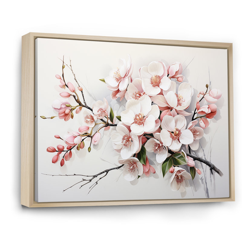 «Pink Orchids Minimalisme Dream I» sur toile, Cadre naturel flottant, H 12 po x l 20 po x P 1 po
