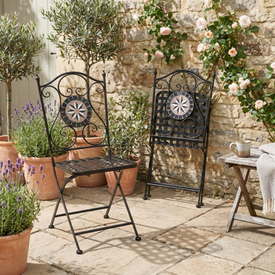 Ensemble de 2 chaises de bistro toutes saisons à motif mosaïque élégant (ensemble de 2)