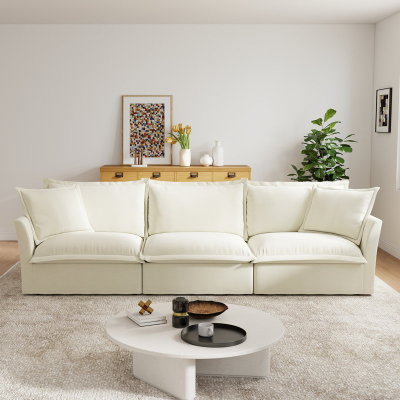 Canapé en chenille 120 po, Crème, crème