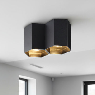 UltraBeam GU10 LED Dimmable Hexagonal Surface Mounted Ceiling Spotlight - 3000k warm white