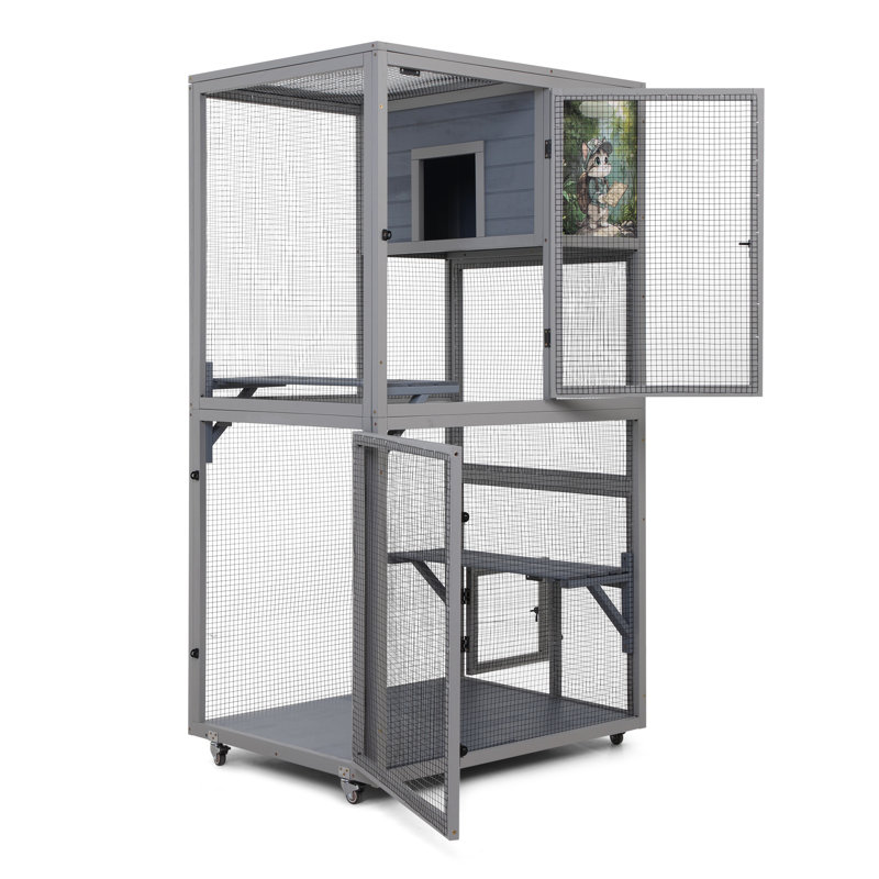 Enceinte d'extérieur avec plateformes Catio