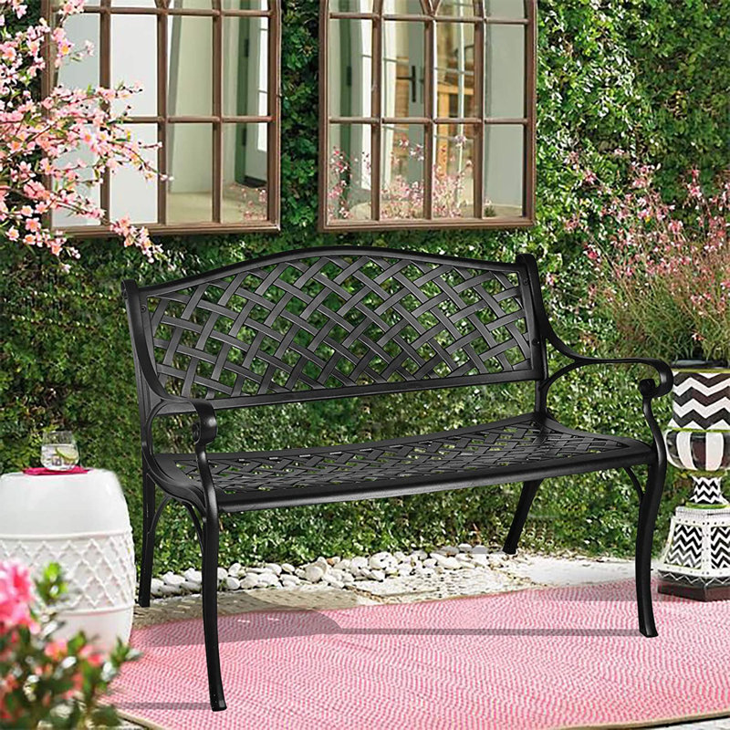 Banc de jardin en aluminium Nadal, Noir