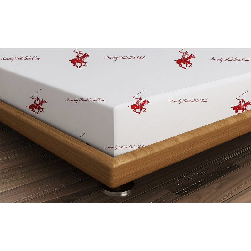 Drap-housse 100% coton Asirgroup, Drap-housse de taille simple, Blanc/rouge