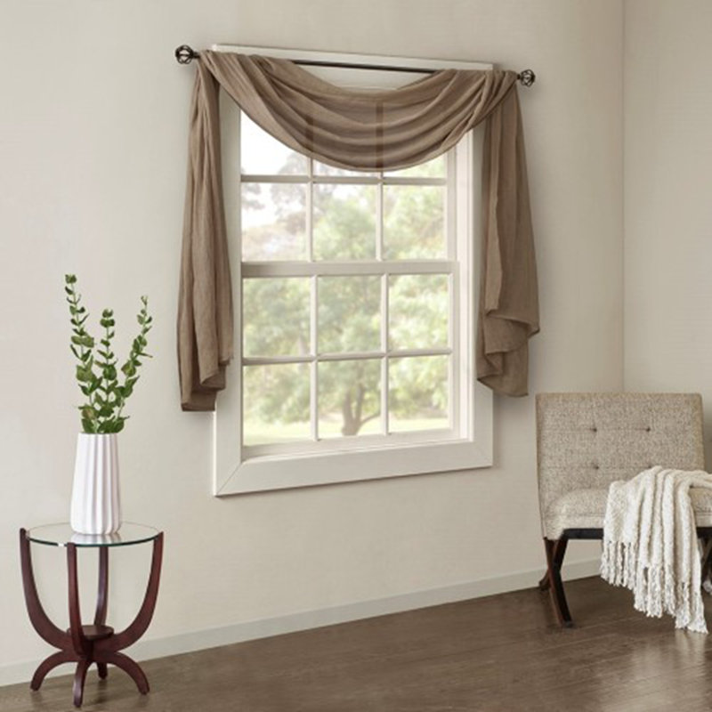 Solid Crushed Scarf Sheer, Taupe, 42" W x 216" L