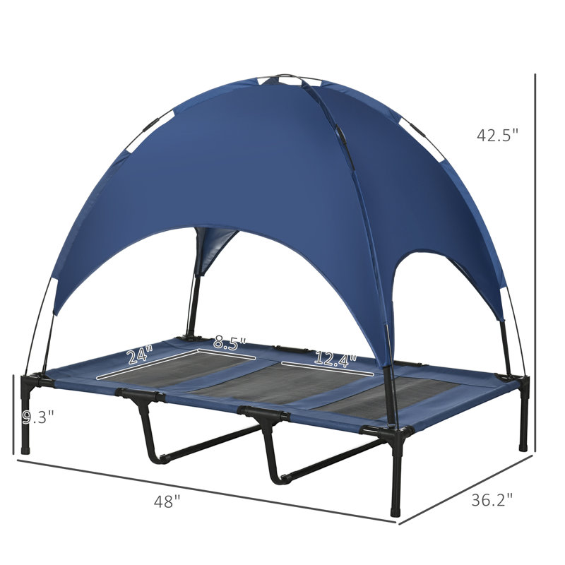 Lit surélevé portatif pour chien, Noir / bleu foncé, Grand (H 42,5 po x l 48 po x P 36,2 po)