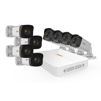 Home Imports Emporium 8 Channel Surveillance Camera System Home Security Setup Bullet Configuration Metal Housing Advanced Motion Detection Network Connectivity Black Finish