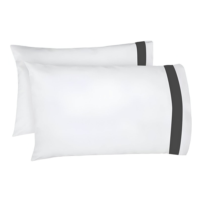 400TC Cotton Sateen Border Frame Cotton 4 Piece Sheet Set Fitted Sheet Fits Upto 16" Deep Pocket, King Sheet Set, Black