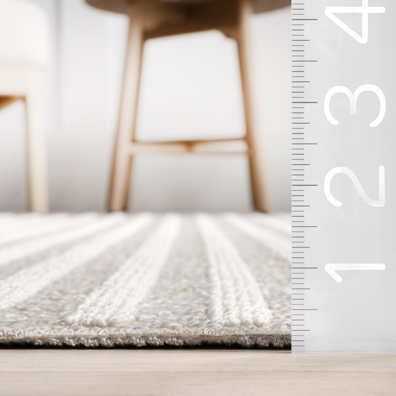 Yulia Geometric Bands Machine Washable Area Rug, Rectangle 5'3" x 7'7"