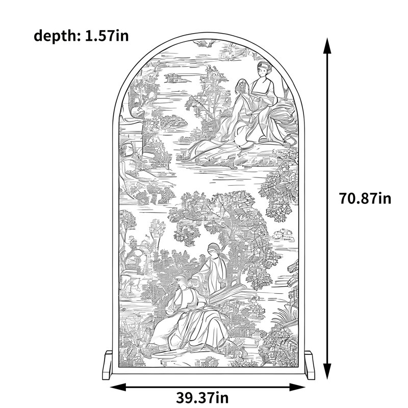 Modern Minimalist Ju-i Pattern Screen Divider, 70.87" H x 39.37" W x 1.57" D