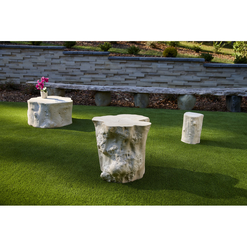 Small Roman Stone Composite Log Stool for Outdoor Use
