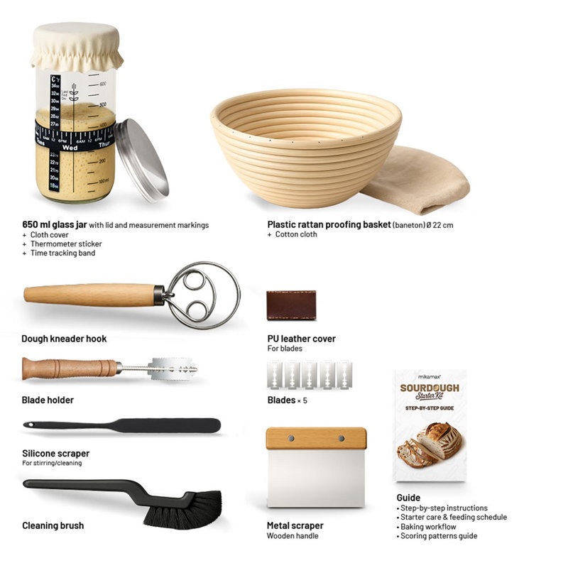 Mikamax Wood Sourdough Kit Set - Multicoloured