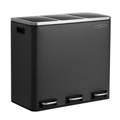 Steel Step On Multi-Compartment Rubbish & Recycling Bin - 54L