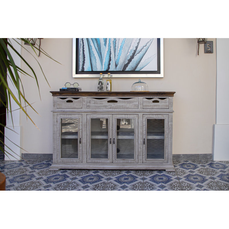 Gray 71.25'' Solid Wood Sideboard