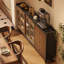 Buffet en noyer massif et bois manufacturé-1972516081