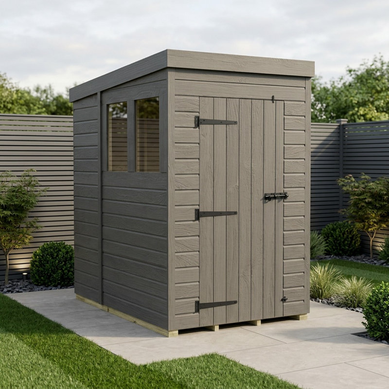 Total Sheds 4ft x 7ft Composite Pent Garden Shed - Single Door - With Windows - EPDM Rubber Roof - UK Manufactured