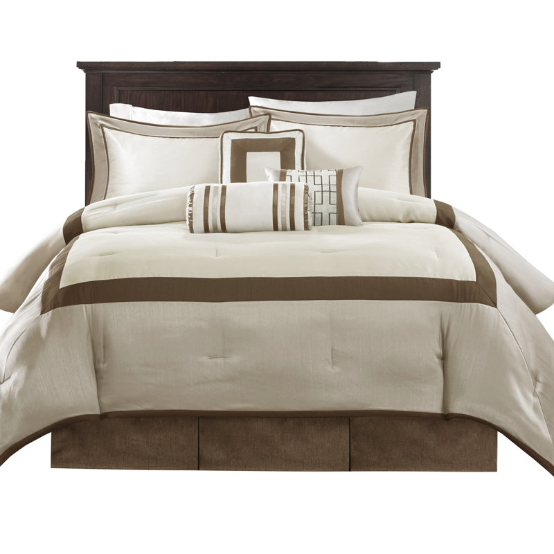 Édredon très grand taupe / brun - 7 pièces de coussins décoratifs de couleur neutre, Taupe/brun