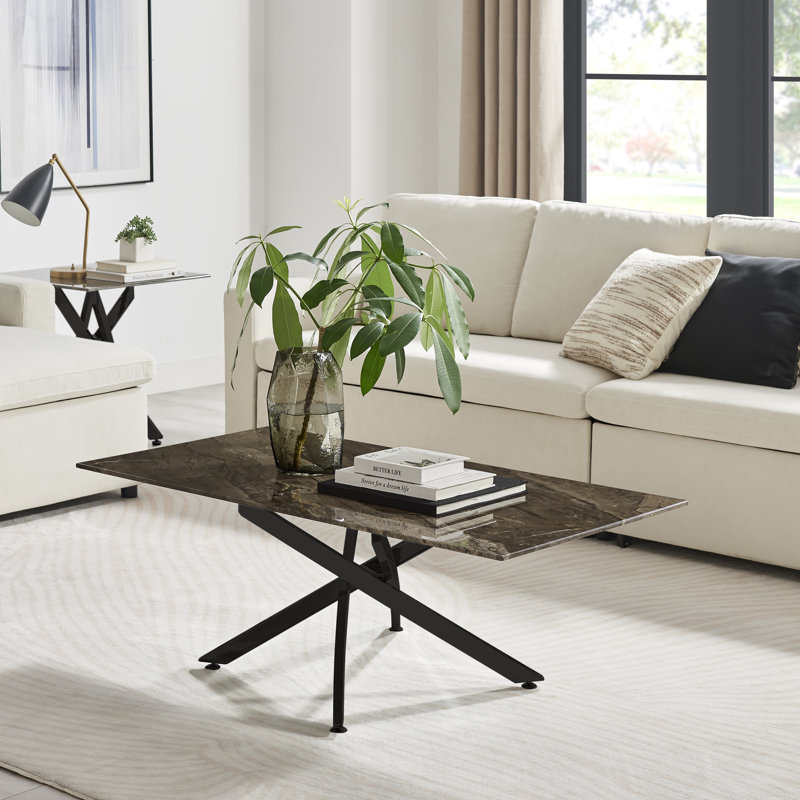 Lenworth Pedestal Coffee Table, Grey, Black