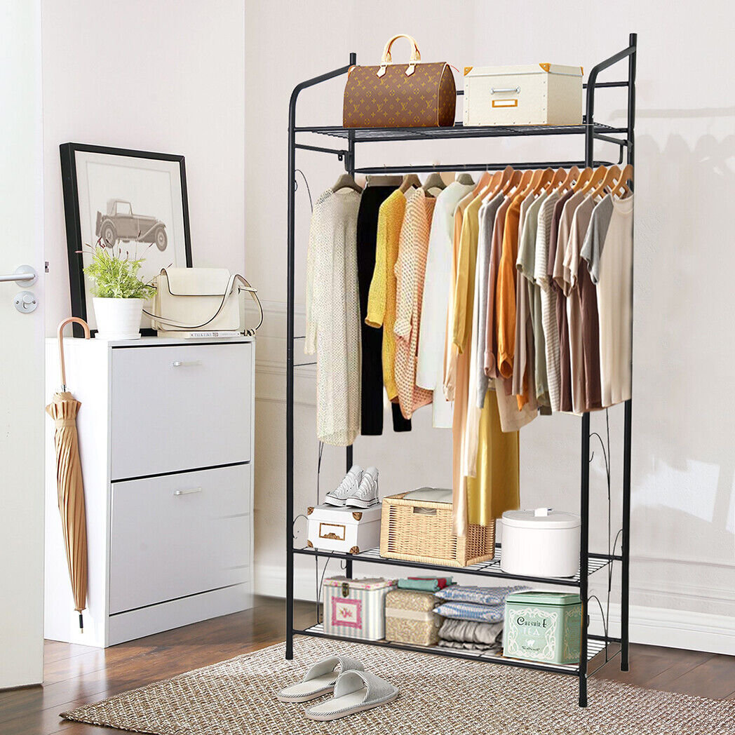 Red Barrel Studio® Metal Clothes Rack With Shoe Storage Shelf & Reviews ...