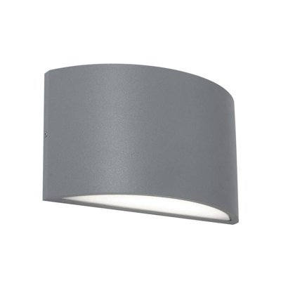D79628476B564E94A39AE68DAE8FB2AD Applique murale extérieure à DEL Spiridona 7 po (18 cm), 27/30/35/40/50 K, Gris texturé noir